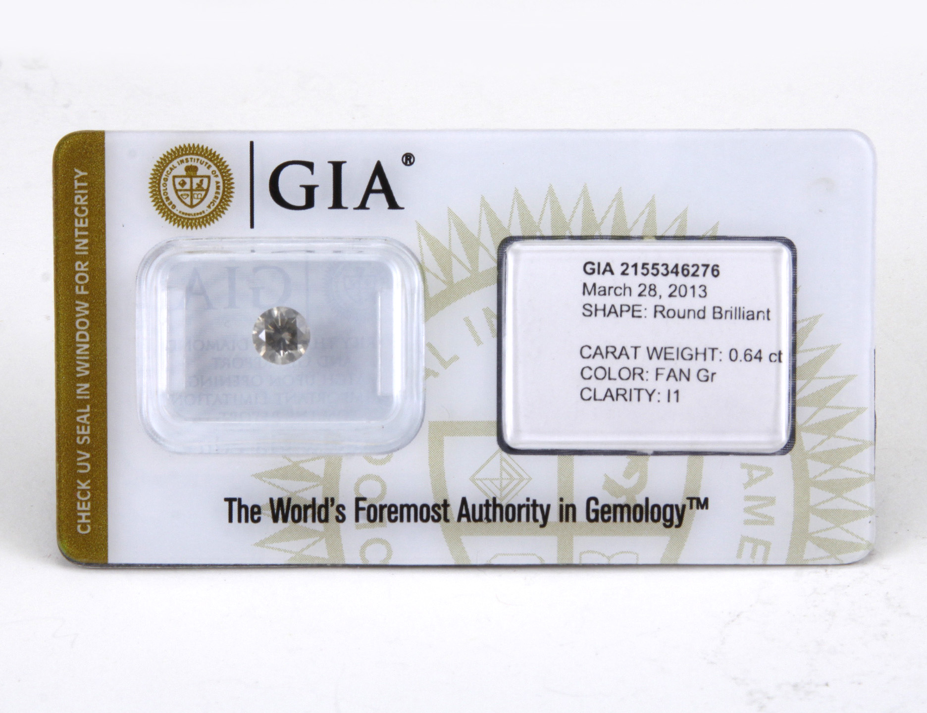 GIA .64CT FANCY GRAY ROUND BRILLIANT NATURAL DIAMOND